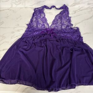 Purple Lace Halter Lingerie Chemise Babydoll Nightwear L Cam Fantasy Festival